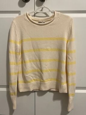 GAP Cream & Yellow Striped Crewneck Sweater